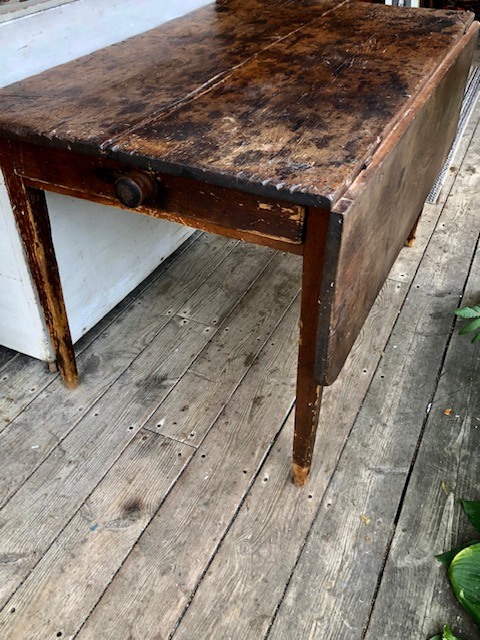 old wooden table on a wooden floor