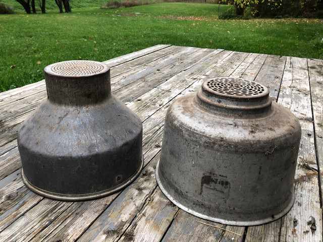 old metal strainers/colanders