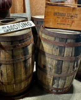 two old wooden barrels